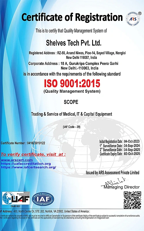 Quality Management Certificate Certification Shelves Tech Private Limited