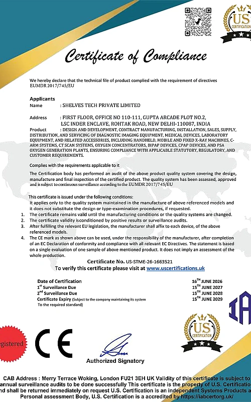 Certificate of Compliance Certification Shelves Tech Private Limited